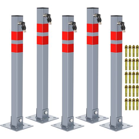 Poteau de Parking 5x Poteau de délimitation 65cm Barrière de parking Rabattable Bollard à bétonner Poteau de barrage (1/5)