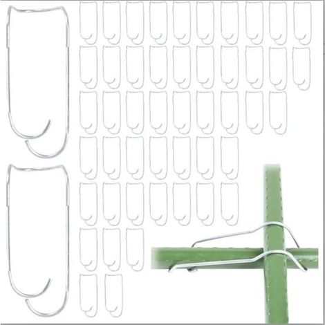 Connecteurs pour plantes (50 pièces) – Colliers de serrage de 20 mm pour tuteurs en bambou – Tuteurs pour plantes grimpantes, fleurs et autres plantes de jardin – Argenté (1/5)
