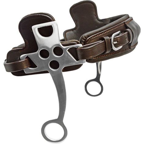 FULL, MARRONE: Hackamore in acciaio inox con imbottiture in cuoio