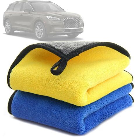 Set di 2 panni per auto in microfibra ultra assorbenti da 500 GSM, ideali per pulire, lavare e asciugare auto, moto e casa, non lasciano aloni, morbidi e riutilizzabili, 30 x 40 cm. (1/5)