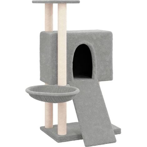 Arbre à chat avec poteaux en sisal, gris clair, 96 cm