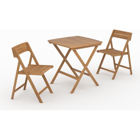Table et chaises de jardin en bois d'acacia huilé 2 personnes - Siquijor