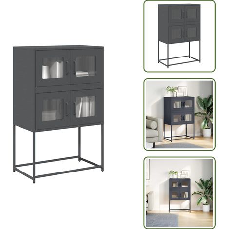 vidaXL Buffet haut anthracite 68x39x107 cm acier (1/5)