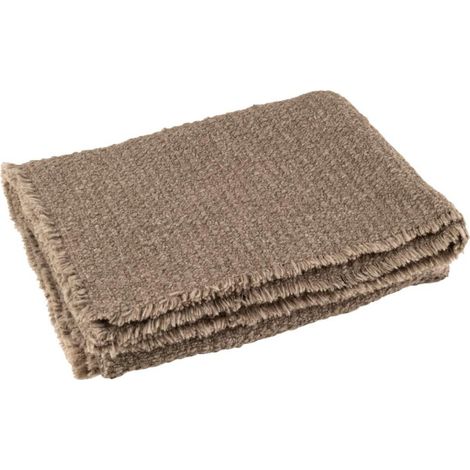 Plaid Uni "Effiloché" 130x180cm Taupe (1/2)