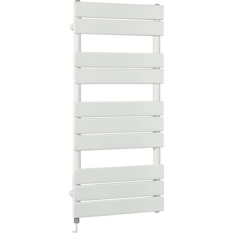 Milano Lustro Electric White Flat Panel Heated Towel Rail Radiator with Simple Heating Element - 975mm x 450mm (1/5)