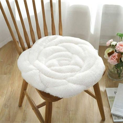 (blanc)45x45cm Coussin rond de coussin de chaise d'étudiant en peluche épaissi