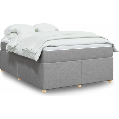 Boxspringbett mit Matratze Hellgrau 140x200 cm Stoff (1/5)