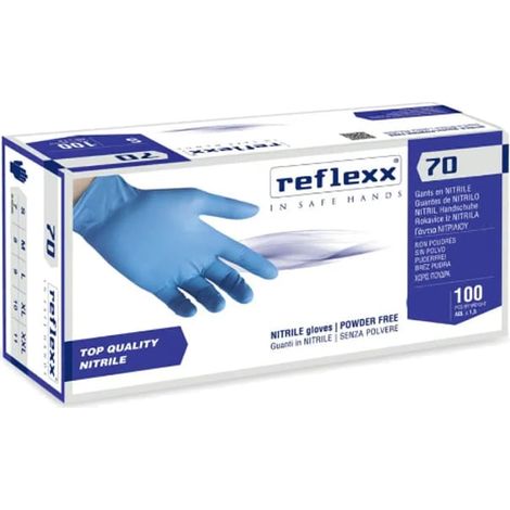 Guanti monouso in nitrile Reflexx R70 Top Quality senza polvere - XXL - Celeste (1/3)