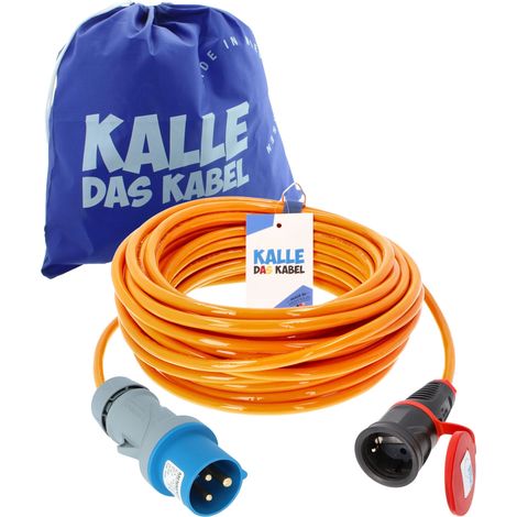 Kalle Adapterkabel CEE 230V 16A 2,5mm² auf Schuko Extreme Signal Orange IP44 40 Meter