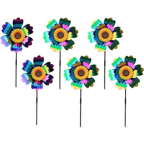 Moulin à vent fleuri coloré, décoration de jardin, jouet pour enfants