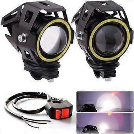 Feux additionnels LED jaunes pour moto, antibrouillards ronds U7, phares avant pour voiture et moto, 1 mode, lampe LED universelle 12V/24V.