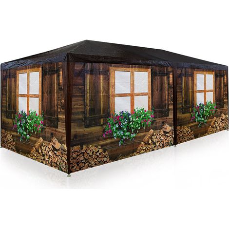 Deuba – Chapiteau de fête 6x3m – Tente réception jardin en polyéthylène – Structure acier avec 6 parois amovibles – Pour événements extérieurs