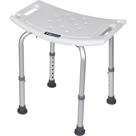 Tabouret de douche rectangulaire, siège de bain sans dossier, hauteur réglable (1/5)