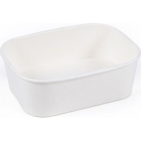 Bol rectangulaire en kraft blanc 880 ml sans couvercle