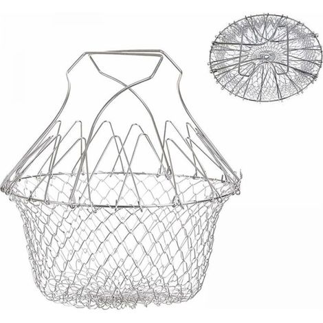 1pc Fry Basket, Salad Basket Strainer Kitchen Stainless Steel Fry Expandable Chef Basket Kitchen (1/4)