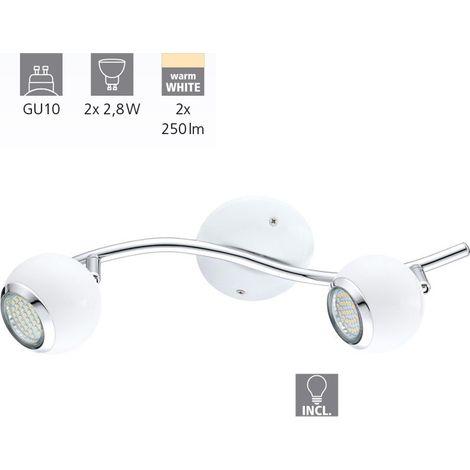 Faretti Led su Binario Lampada Plafoniera GU10 2 x 3W Luci Bimeda Bianco EGLO (1/5)