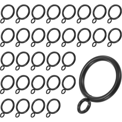 30 Pcs Anneaux de Rideaux avec Œillet Noir, Anneaux Métalliques Antirouille pour Tringles à Rideaux, 1 Pouce de Diamètre Intérieur Anneaux de Draperie pour Tringles à Rideaux (1/5)