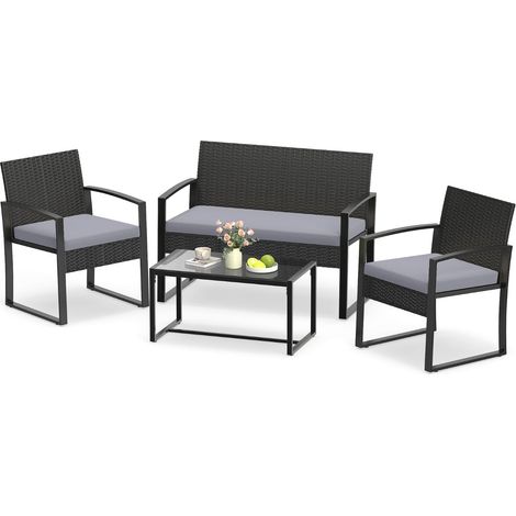 Rattan Outdoor Furniture Set with Cushions - Grey (1/5)