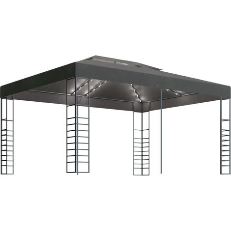 vidaXL Pavillon mit LED-Lichterkette 3x4 m Anthrazit