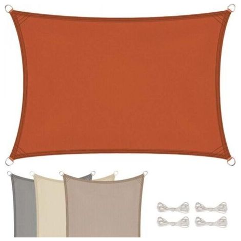 Voile d'ombrage rectangulaire imperméable et anti UV 2 x 3 m Terracotta (1/5)