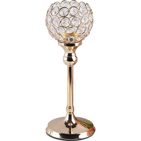 Bougeoir en cristal rétro doré pour décoration de mariage et soirée (1/4)