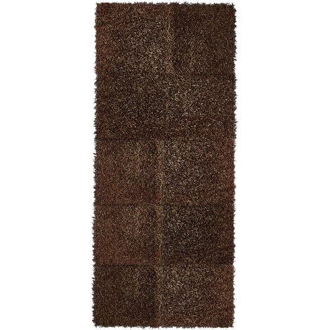Tapis shaggy 80x320 marron tufté rectangle motif uni SHAGGY N
