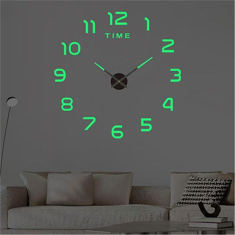 40cm Horloge murale décorative 3D sans cadre - Grande horloge murale en acrylique - Facile à installer - Pour salon, bureau
