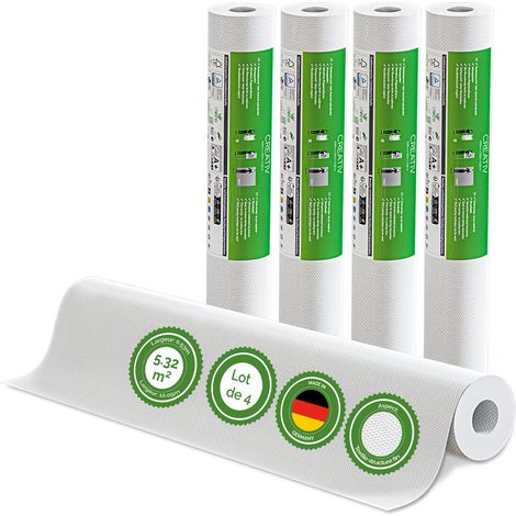 Veluxis® Papier peint intissé 10,05 m x 0,53 m - (Tissu fin, lot de 4) - Peignable, respirant et de haute qualité - Revêtement mural fabriqué en Allemagne