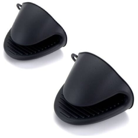 Mini gants pour friteuse à air - 2 paires de gants en silicone - Maniques résistantes à la chaleur pour la cuisine, les grillades et le barbecue - Taille unique avec protections pour grilles de four (1/5)