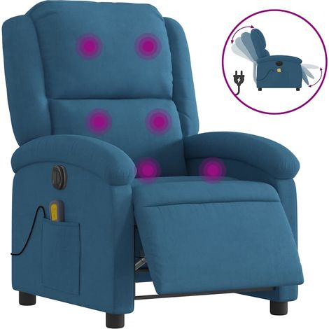 Fauteuil de Salon，Chaise，Fauteuil inclinable de massage électrique bleu velours CFW189997 (1/5)