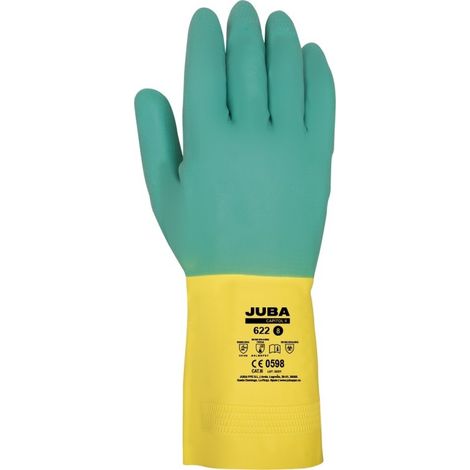 Guante latex bicolor flocado talla 6 juba