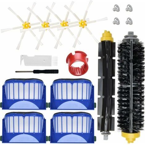Kit d'accessoires pour aspirateur robot iRobot Roomba série 600 694 692 690 680 660 665 651 650 614, pièces de rechange, brosse à poils et batteur flexible, filtre, brosses latérales (1/4)
