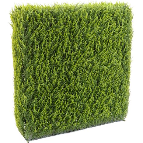 HAIE artificielle haute gamme Spécial extérieur / Cyprès artificiel Juniperus vert - Dim : 105 x 23 x 100 cm (1/2)