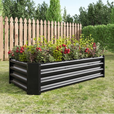 Mobili giardino orto rialzato in metallo 120x61x30 cm nero OKMYHOME