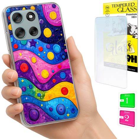 Funda para Motorola Moto G56 con foto, diseño de olas y cristal. (1/5)