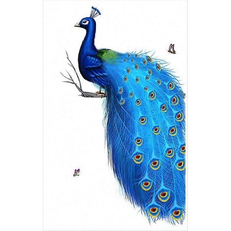 Sticker mural autocollant motif paon bleu pour la décoration intérieure (1/5)