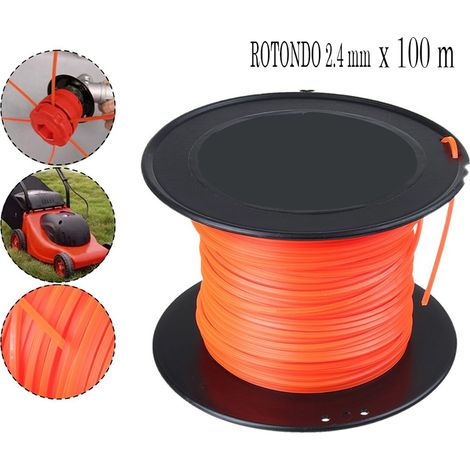 Filo Decespugliatore 2.4mm Rotondo Bobina 100MT Ricambio Tagliaerba Arancione (1/5)