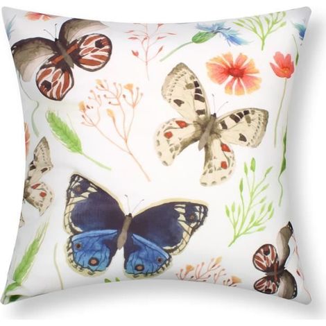 Housses de Coussin - AVIZAR - Lot de 2 - 40x40 cm - Motif Papillon - Multicolore (1/5)