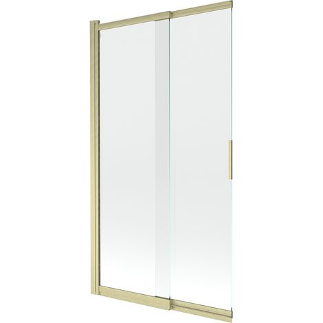 Mexen Fox Duschwand 2-flügelig verschiebbar 100 x 150 cm, transparent, gebürstetes Gold - 891-100-002-55-00 (1/2)