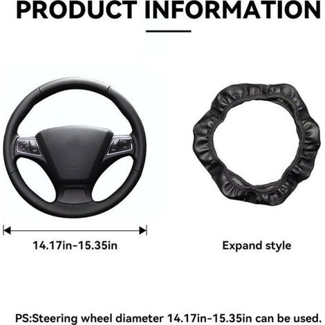 Housse de volant de voiture - Housse de volant en cuir PU respirant et antidérapant - Housse de protection élastique pour vol Femeo (1/5)