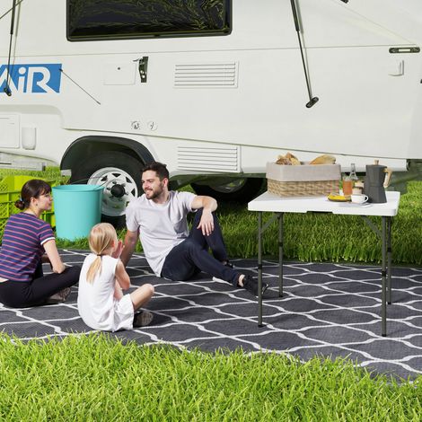 Table de Camping Pliable avec 2 Hauteurs Régables en HDPE et Métal, 86x86x74 cm, Blanc (1/5)