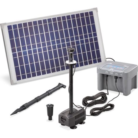 Esotec – Pompe solaire 25W avec batterie 12V – Hauteur de refoulement max 1,4m – Débit 630l/h – 101925 (1/5)