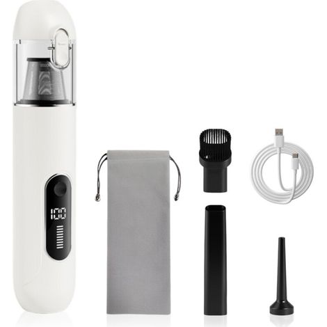 Aspirateur à main sans fil 13000 Pa, mini design pour auto, PC, canapé et maison. Nettoyage des fissures, fonction soufflage, batterie 1800 mAh. (1/5)