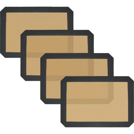 Tappetini da forno in silicone di piccole dimensioni, set da 4 pezzi, teglia da forno 30 x 20 cm, rivestimento antiaderente, rivestimenti per teglie da forno, per biscotti, macarons, pane, prodotti da (1/4)