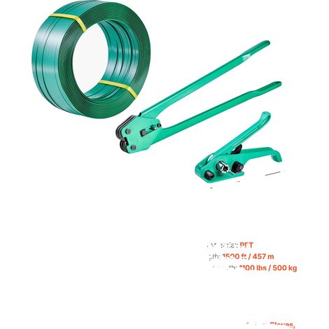Kit d'outils de cerclage, bande PET de 1500 pieds, tendeur manuel, 1500ft Bande (1/2)
