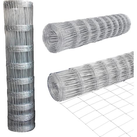 Stock Wire Fence Galvanised Steel Stock Fencing Netting Livestock Fencing Roll , Garden Farm Paddock Boundary Fence Agricultural Fencing for Dogs Pigs Sheep Horse, 800mm x 50m