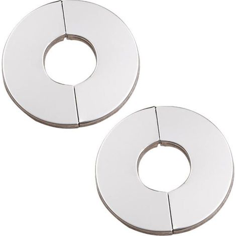 Lot de 2 caches-robinets inox chromé pour trou Ø42 mm - cache-tuyaux 140×5 mm - antirouille (1/5)
