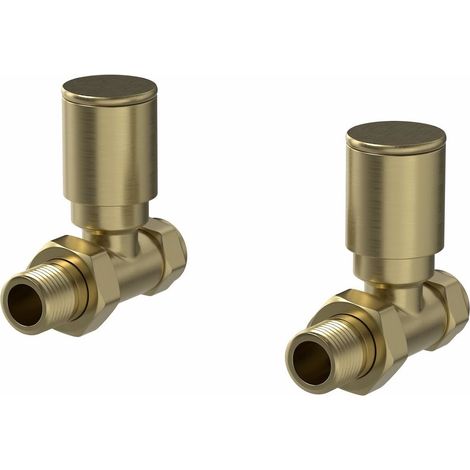DuraTherm Straight Brushed Brass Radiator Valves - 15mm (1/3)