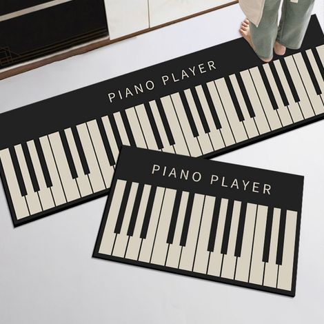 LAN Touches de piano - Boue de diatomées noire 5080cm Tapis de cuisine, tapis de sol absorbant en terre de diatomées, facile à nettoyer, tapis rectangulaire antidérapant pour usage domestique (1/5)