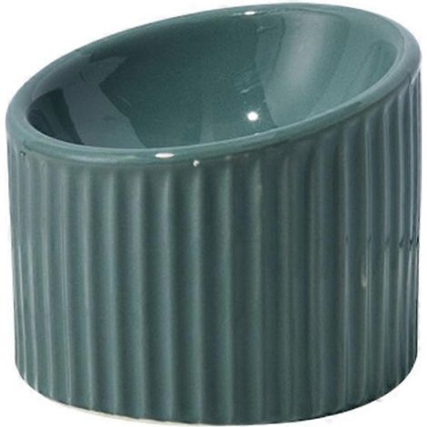 Gamelles surélevées inclinées pour chats et chiens, gamelles surélevées en céramique pour chats, gamelle en porcelaine pour animaux de compagnie protégeant la colonne vertébrale de l'animal - Vert fon (1/5)